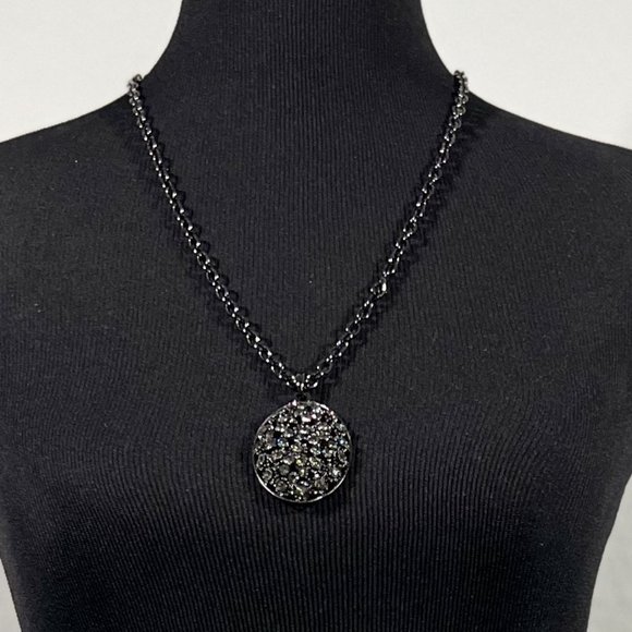 New Black Oval Rhinestone Fashion Chain Necklace - Picture 3 of 3